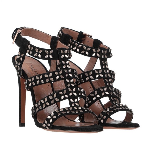 Alaïa Women's Black Heeled Suede Sandals Size 40 - Picture 2 of 7